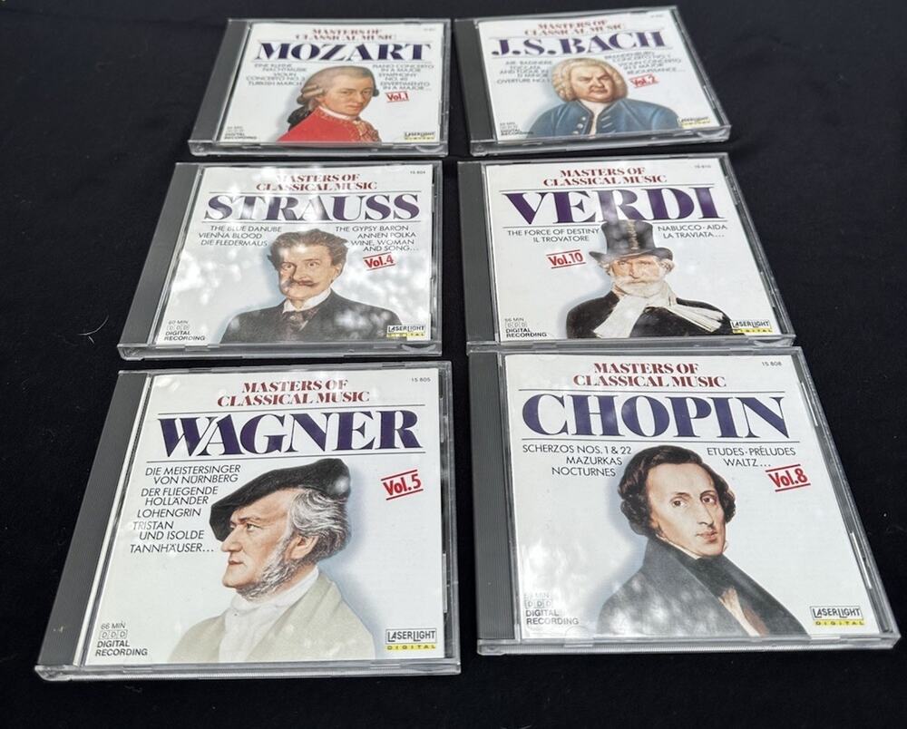 6 Music CDs: Masters Of Classical Music Set- Chopin, Verdi Wagner Mozart EUC!